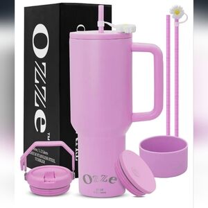 Ozze Tumbler With Lid And Straw | Insulated 40oz Tumbler with Handle Straw Lid